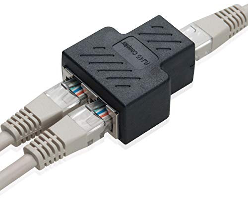 COVVY RJ45 Connettore Femmina Femmina Splitter Rete Adattatore 1-2 Donne Porto Cat 5 / Gatto 6 Lan Cavo Ethernet Doppio Connettore Adattatore Socket (1Pcs, black)