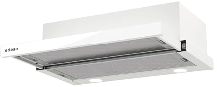 Edesa ECT-6411 WH Campana Extractora Telescópica de 60 cm, 390 m³/h, 2 Velocidades, Mandos Mecánicos, Iluminación LED, Filtros Lavables, Clase C, Blanca