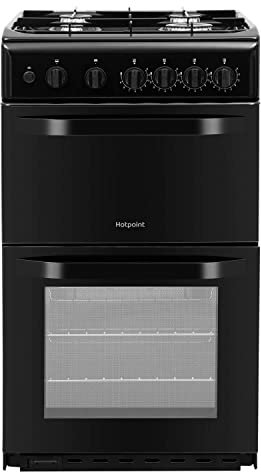 Hotpoint 50cm Double Cavity Gas Cooker - Black