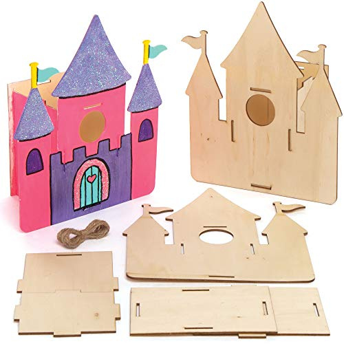 Baker Ross AT996 Vogelhaus-Kits aus Holz, Vogelhäuser zum Bemalen und Dekorieren für Kinder, Basteln oder Gartenprojekte, 2er-Pack