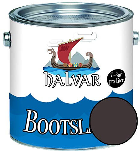 Halvar 2-K MATT Yachtlack Braun RAL 8000-8028 Bootslack für GFK/Polyester/Kunststoff 2-Komponenten Lack inkl. Härter (5 L, RAL 8019 Graubraun)