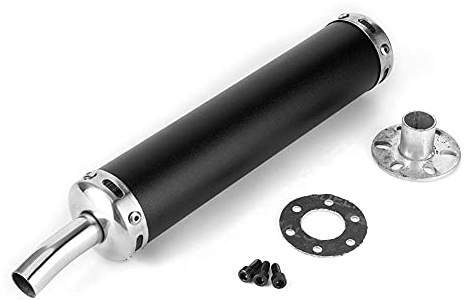 Silenciador de escape de acero inoxidable, silenciador de escape de 20 mm/0,8 pulgadas, piezas modificadas para motocicleta de 2 tiempos(Negro)