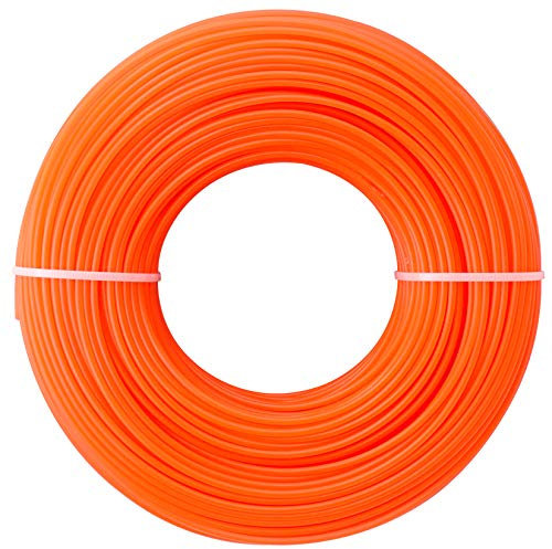 Akuoly 100m Mähfaden Trimmerschnur Trimmerfaden für Rasentrimmer Fadendurchmesser 2,4 mm, Orange