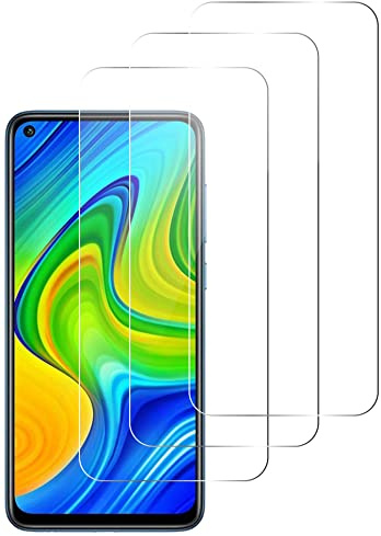 QUITECO Protector pantalla para Xiaomi Redmi Note 9 [3 Piezas] vidrio cristal templado