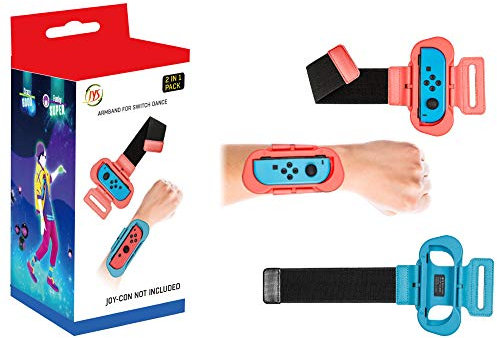 für Nintendo Switch Just Dance 2020 2021 und Zumba Burn It Up, 2Pack Comfortable Easy Using Adjustable Elastic Wrist Straps for Joy-Con Controller, Two Size Band for Adult and Kids