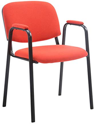 TPFLiving Besucherstuhl Keen Konferenzstuhl Mit Gepolsterter Armlehne Und Stoffbezug I Seminarstuhl/Lehnenstuhl mit Robustem Metallgestell, Farbe: Rot
