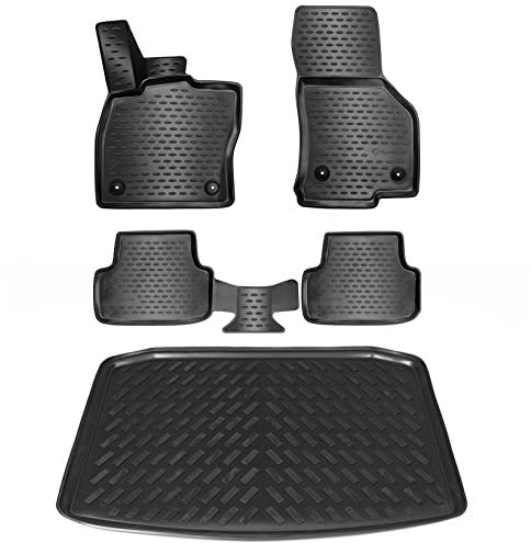 ELMASLINE 3D Gummimatten & Kofferraumwanne Set für VW Golf 7 (2012-2020) | Passend für: Schrägheck | Zubehör Fußmatten Kofferraum