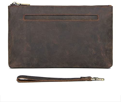 XIXIDIAN Mens Clutch Bag Handbag Genuine Leather Purse Zipper Long Wallet Business Large Hand Clutch Phone Holder (Color : Brown, Size : 15 * 25 * 3cm)