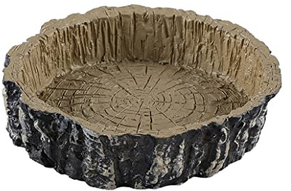 Tree Trunk Food/Water Dish for Amphibians, Reptiles and Other Little Critters, Made from Premium Non-Toxic Resin - Small Size