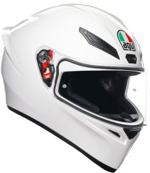 AGV – K1 S E2206 motorcykelhjälm, män ECE helvisir motorcykelhjälm, racingstil med aerodynamisk spoiler, reptåligt visir, 190° synfält, med Intercom Ready, vit