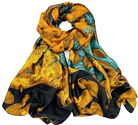 WEIGEER Écharpe en soie Silk Scarf Women Chiffon Shawl Lotus Scarf White Long Foulard en soie femmes rose châle plage