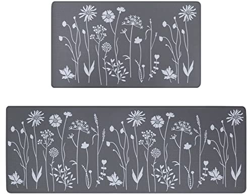 RLAVBL 2 piezas de Alfombra Lavable y Antideslizante para Cocina, Entrada y Pasillo (Gris,120x44cm+75x44cm) (BZEU210603)