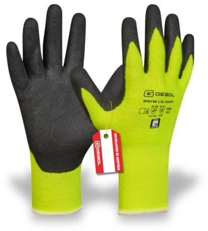 Gebol Winter Lite | Taille L (taille 9) | Gants de travail d'hiver | Ajustement parfait, agréable à porter, prise en main sûre | Gants de montage pour températures fraîches | pour homme | Jaune/noir |
