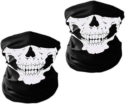 BANDIDOS Lot de 2 masques de moto en forme de tête de mort, masque demi-visage pour moto, ski, fête, sport, Halloween, vélo, moto - Noir, noir/blanc, taille unique