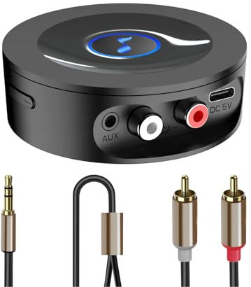 Ricevitore Bluetooth 5.2 HiFi, Adattatore Bluetooth AUX per Stereo Casa, Altoparlante, Amplificatore HiFi, con Jack 3,5mm / RCA, Lunga Portata, Audio HD e Bassa Latenza