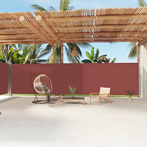ARKEM Seitenmarkise Ausziehbar Braun 200x1200 cm Vertikalmarkise, Sonnenschutz, Windschutz, Seitenrollo für Garten, Terrasse und Garten