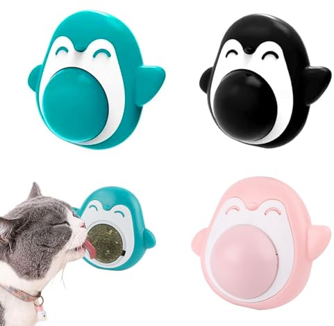 Byffoer Katzenminze Balls Spielzeug für Katze, 3 Stück Katzenminze Ball Spielzeug 360° Drehbare Interaktives Katzenspielzeug mit Aufbewahrungsdeckel Wand Catnip Balls Toys für Katze
