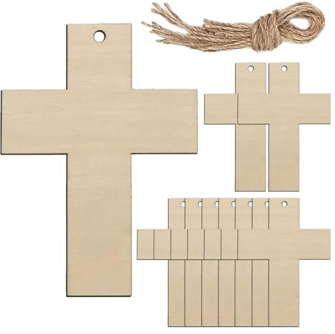 Qumiuu Holzkreuze zum Basteln,Kreuzholzausschnitt | Kreuzaufhänger Ornament 10 Stück,Kreuzförmige Holzstücke für Holzhandwerk, Seilprojekte, Sonntagsschule, Kirche, Heimdekoration