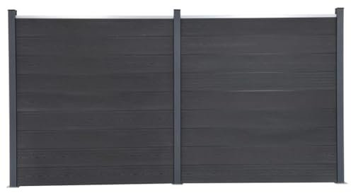ZEYUAN Zaunelement-Set Grau 353x186 cm WPC, Sichtschutzstreifen, Sichtschutzzaun, Garten Zaunschutz, Balkonzaun, Stabzaun - 3211831