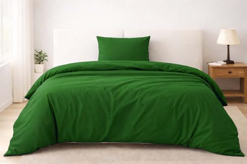 Softex Royal Bettwäsche 135x200 cm Mikrofaser – 2-teiliges Bettwäsche Set, ÖKO-TEX Zertifiziert, extra weich & bügelfrei, hautfreundlich, Bettbezug 135 x 200 cm + Kissenbezug 80x80 cm, Grün
