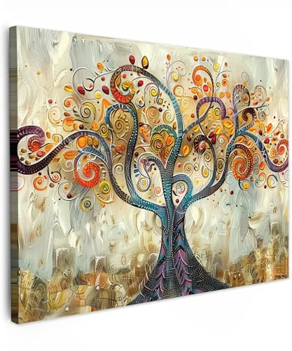 MuchoWow© Quadri Con Cornice Decorazione Quadri Per Camera Da Letto | 80x60 cm - Quadretti Da Parete Moderni Quadro Moderno Soggiorno GrandeArte - Albero della vita - Botanico - Astratto