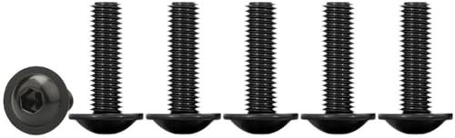 25 Stück M6 x 20mm Schrauben Edelstahl, Flachkopfschrauben M6 mit Flansch und Innensechskant, Schrauben Schwarz linsenkopfschrauben M6 A2 V2A Gewindeschrauben Vollgewinde