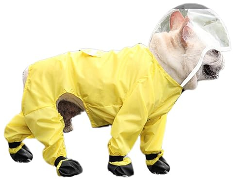 Regenmantel für große Hunde, Regenmantel für Hunde, reflektierender Regenponcho für Dackel, leicht, mit transparenter Kapuze, winddicht, Abdeckung