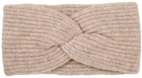 styleBREAKER Damen Strick Stirnband Rippenmuster Twist Knoten,Braun meliert | 22 cm elastische Bundweite (dehnbar für 51-58 cm Kopfumfang), 11 cm breit. Wärmender Ohrenwärmer, Mützen-Ersatz für Winter.