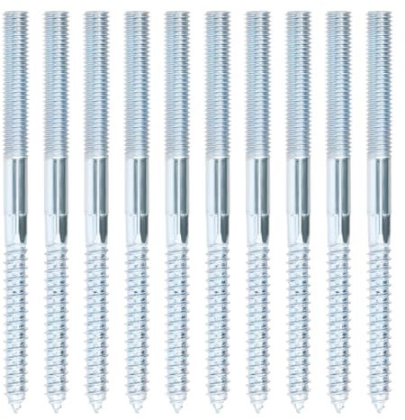 10 Stück Doppelgewindeschrauben M10*140mm, Doppelseitige Holzschrauben, Torx Stockschrauben, Schraubstifte Gewindestifte, für Sofa/Möbelhandläufe/Holzarbeiten