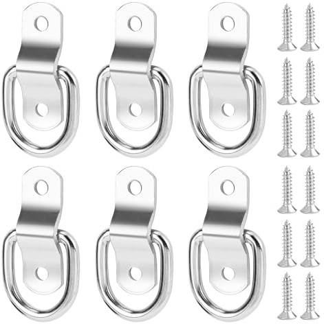 TYSM-CC 6 Stück D Ringe Set Schwerlast Zurrösen Eisen Zurring Zurröse D Ringe Set Sicherheitsanker Ladehaken D Ringe Anker-Zurrring für Boote, Anhänger, Fracht, Lastwagen