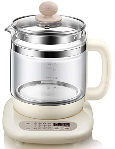 hervidor con control de temperatura， Tetera de cristal multifuncional con capacidad de 1,5 l, tetera eléctrica automática for estofado, olla Nido de Pájaro, Hervidor eléctrico