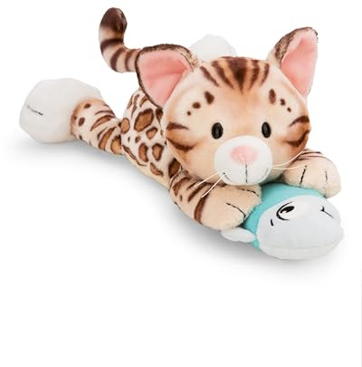 NICI Kuscheltier Katze Bengal mit Fisch 30cm - braun - Weiches NICI Plüschtier – niedliches Stofftier zum Kuscheln & Spielen – tolle Geschenkidee für Kinder & Erwachsene - 62152