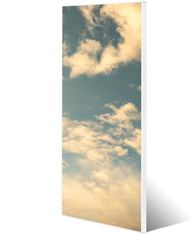 banjado® Magnettafel 30 x 75cm / Magnetwand aus Metall/Magnetpinnwand als Memoboard/Pinnwand Magnettafel Küche, Büro, Kinderzimmer inkl. 4 Magnete & Montageset - Motiv Wolken 6
