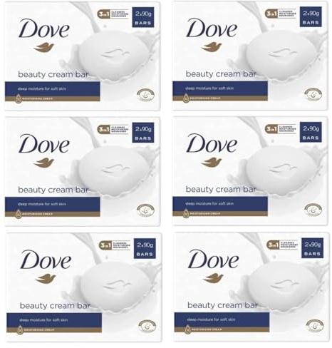 Dove Beauty Cream Bar Klassische Seife, feuchtigkeitsspendend, 2 x 90 g, 6 Stück