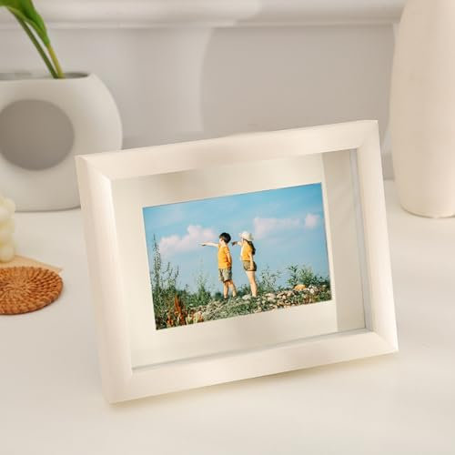AMDXD Bilderrahmen, Tischplatte & Wand Posterrahmen Horizontal & Vertikal, Rechteck Picture Frame Holz Holzbilderrahmen, Weiß, Fotogröße 25x30 cm