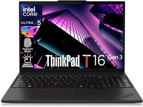 Lenovo ThinkPad T16 Gen 3 Business Laptop 16 FHD+ Display, Intel Ultra 5-125U (Beats i7-1355U), 32GB DDR5 RAM, 1TB SSD, 5MB Webcam, WiFi 6E + BT, RJ-45, HDMI, Win 11 Pro, AI Copilot - Nero