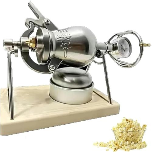 Popcorn Machine Hand Popcorn Machine,High Pressure Popcorn Maker Machine, Chinese Traditional Stainless Steel Popcorn Machine With Popcorn Bag, For Home Party(268ml)