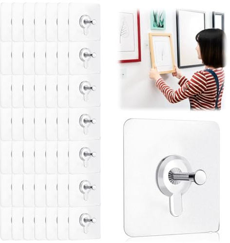 Euablfo 50 Pezzi Ganci Adesivi per Quadri, Ganci Adesivi, Trasparenti Appendi Quadri Senza Chiodi, Chiodi Adesivi per Quadri Muro Per Foto, Dipinti, Orologio, Pittura