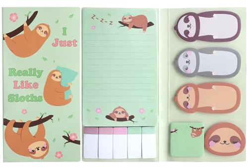 KQDRAVINE 550 Stück Faultier Selbstklebende Notizzettel, Sticky Notes, Klebezettel Lustig,Haftnotizen Lustig,Faultiere Haftnotizen Kinder als Faultier Geschenk für Schulklasse,Faultiere Liebhaber,Büro