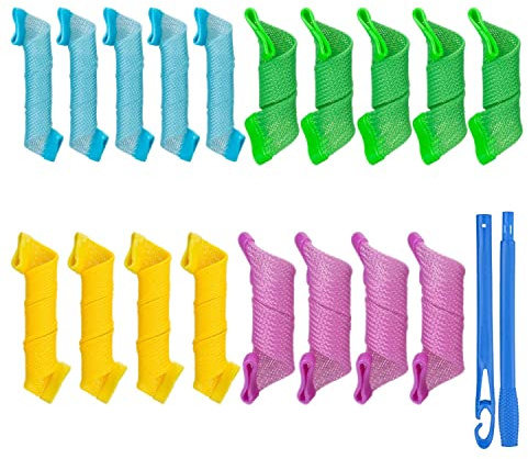 Heatless Curls，Magic Spiral Hair Curler Set No Heat hair Rollers Heatless Hair Curlers for Long/Short Hair WaveHair Curlers Perm Kit，DIY Hairstyle Tools for Women Girls, Hair Accessories(18 Pack)