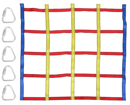 GARVALON Filet d'escalade Coloré pour Garçon et Filles 5 Cases, Filet de Jeu Extérieur, Résistant et Léger, Jeu d'escalade pour Développement Physique et Loisirs en Plein Air
