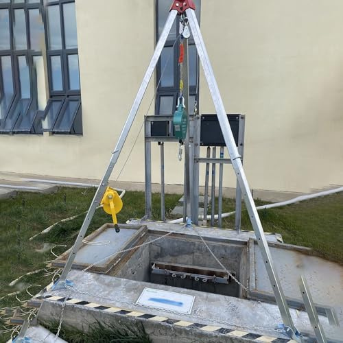 Adjustable Rescue Tripod Kit - Winch, Fall Arrester & Safety Belt for Confined Space Safety - Secure Lifting & Rescue Operations