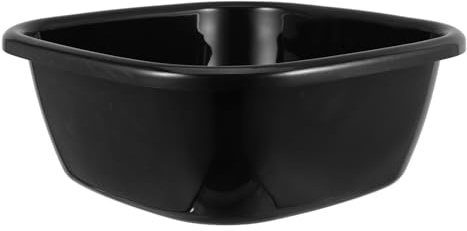 PAMINGONO Barreño Rectangular de Plástico Negro, Cuenco de Lavado Cuadrado para Lavar la Cabeza y Ropa, Ligero, Fácil de Limpiar, Uso Doméstico y Cocina