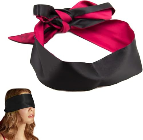 2 pezzi Maschera per Occhi in Raso, Maschera di Sonno, Benda Sexy, Benda per Dormire, Occhi Bendati, Maschera degli Occhi di Raso Nero Rosso, Cravatta Bendato per Dormire per Amanti delle Coppie