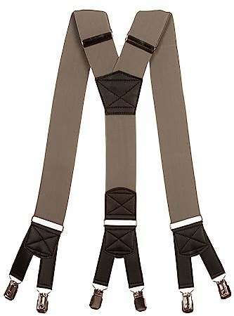 Olata extra breite Herren Hosenträger/Heavy Duty Y-Hosenträger mit 6 Clips – 5 cm. Grau