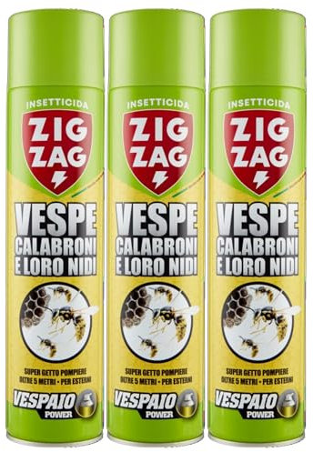 ZIG ZAG, Vespaio Power, Insetticida per Nidi di Vespe e Calabroni ad Azione immediata e residuale, Colpisce Fino a 6 Metri, 3 Confezioni da 600 ml