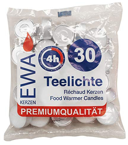 Ebersbacher Kerzenfabrik GmbH Teelichter weiß mit Metallhülle 30er Beutel ca. (ØxH) 39 x 16 mm