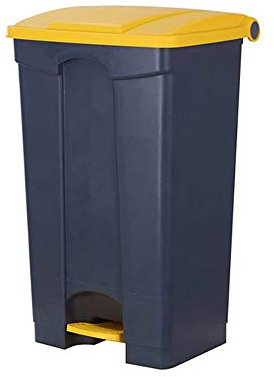 Ramon Hygiene AF07318Y 87 Lt Waste Pedal Bin, Grey with Yellow Lid