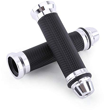 manopole moto-manopole moto blu-KIMISS Manopole Manubrio Manopole Manubrio Manubrio In Gomma CNC In Alluminio Per Manubrio 7/8Bicicletta Bicicletta(argento)