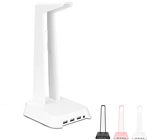 RGB-hörlursställ med USB-laddare, Avtagbar Glödande Cool Gaming Headset Display-hållare för Gamer Desktop Bordsspel Hörlurar Pojkvän Presenter(Vit)